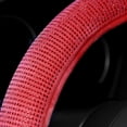 thumbnail image 4 of Funda para volante de mujer con cristales brillantes y diamantes brillantes para coche, SUV, ajuste universal, 15 pulgadas (rojo con diamante rojo, tamaño estándar (14" 1/2-15" 1/4)) ER, 4 of 5