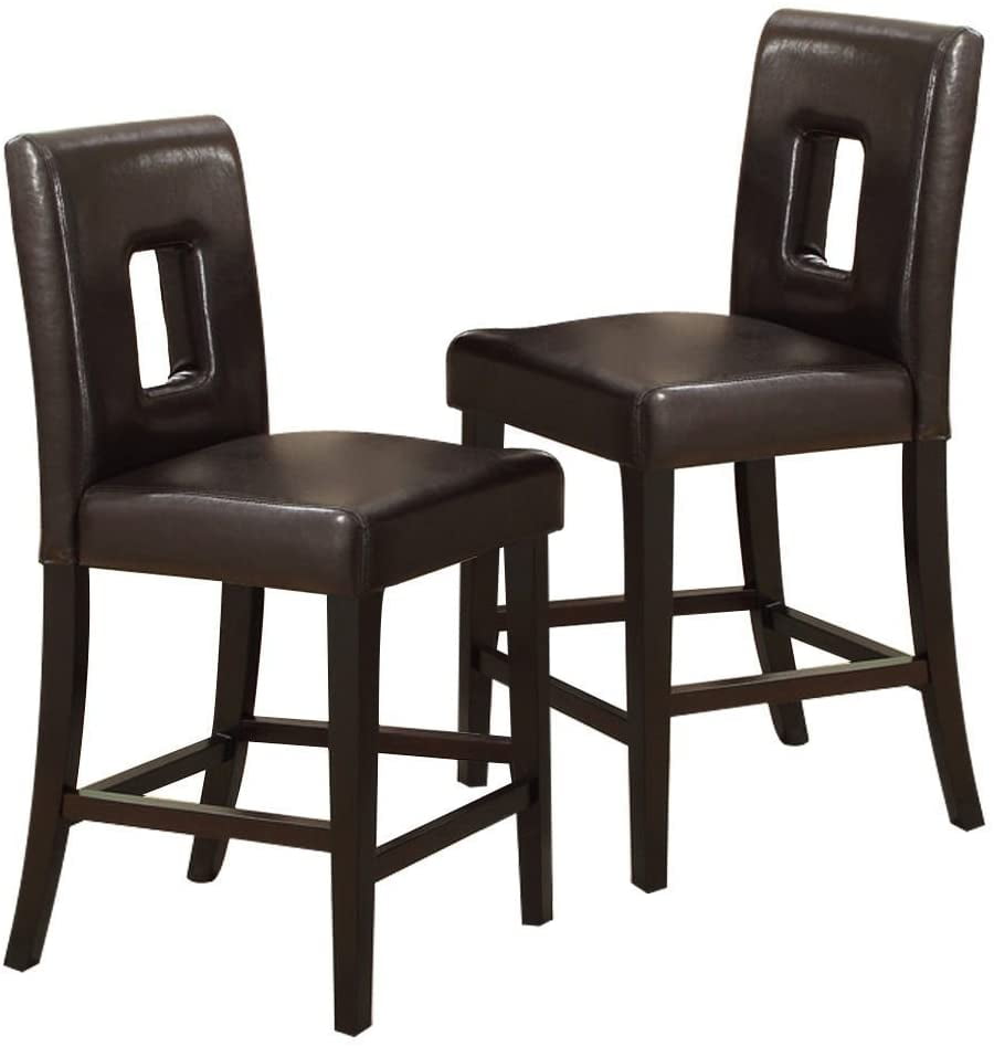 Set of 2 Counter Height Chairs with Faux Leather and Parson Design