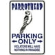thumbnail image 1 of Letrero de metal novedoso de Parrothead con texto "Estacionamiento únicamente", tamaño 8 x 12 pulgadas, 1 of 4