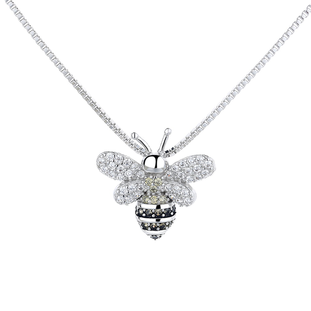 Crystal Flower and Enamel Bee Necklace in Gold, my dog stepped on a bee  chain - thirstymag.com