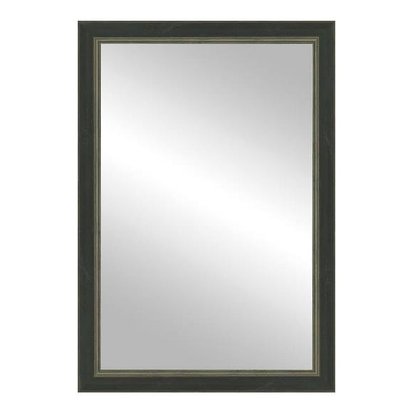 Miroir Encadré de 24 x 37 Po &44; Noir & Argent