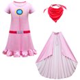 thumbnail image 1 of HAWEE Filles Princess Peach Costume Cosplay Décontracté Déguisement Robe Pêche, 1 of 5