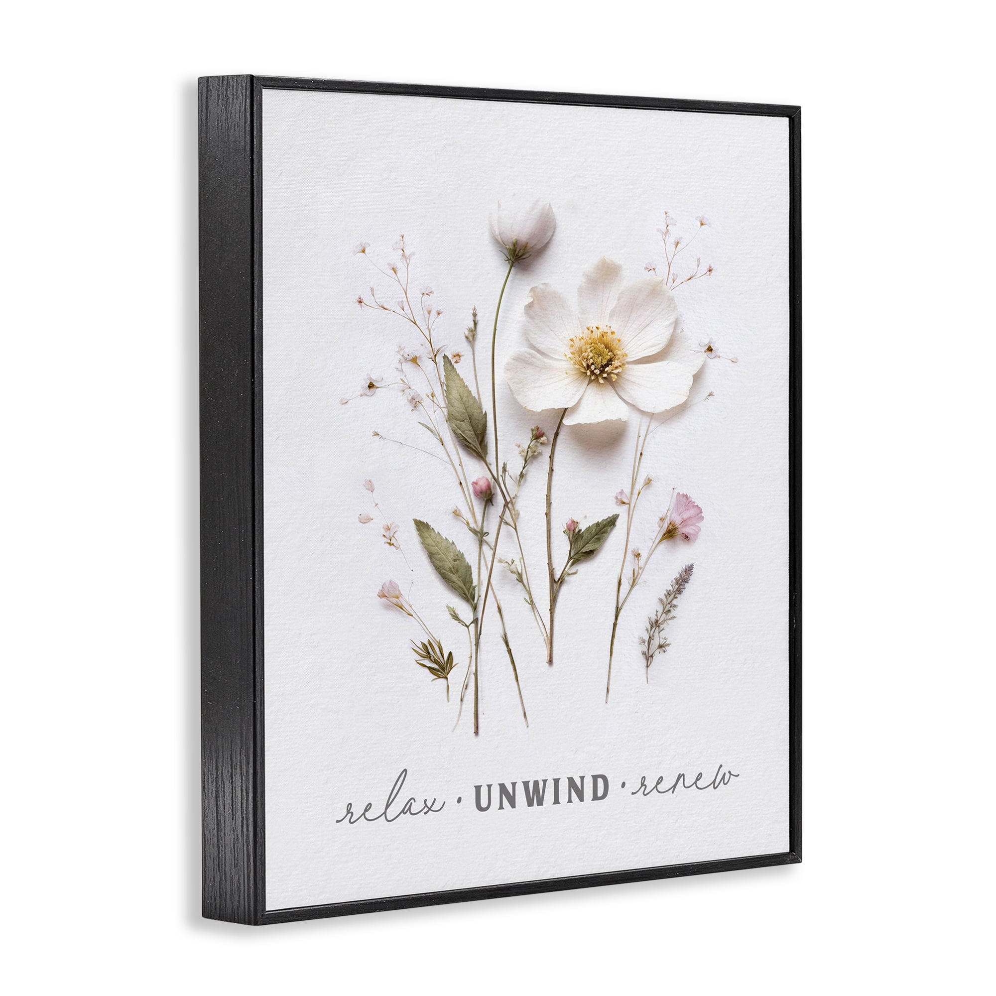 Relaxing Pressed Flowers Black Framed Giclee Art, design by Lettered and Lined