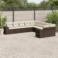 thumbnail image 1 of vidaXL 10 Piece Garden Sofa Set with Cushions Brown Poly Rattan, 1 of 5