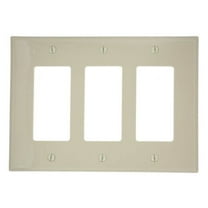 Leviton PJ263-I 3-Gang Decora GFCI Rocker Switch Wall Plate, Unbreakable Thermoplastic, Midway Size, Ivory