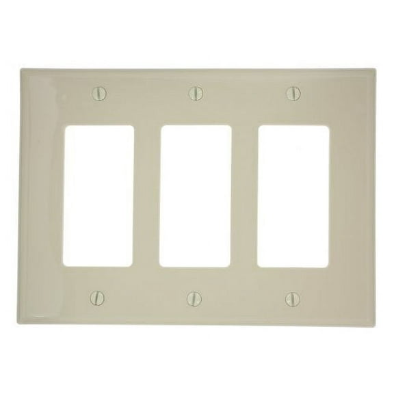 Leviton PJ263-I 3-Gang Decora GFCI Rocker Switch Wall Plate, Unbreakable Thermoplastic, Midway Size, Ivory