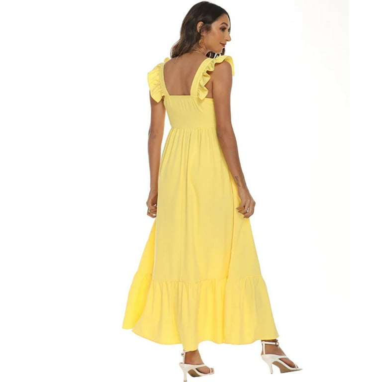 Summer Women s Bright Yellow Dress Walmart