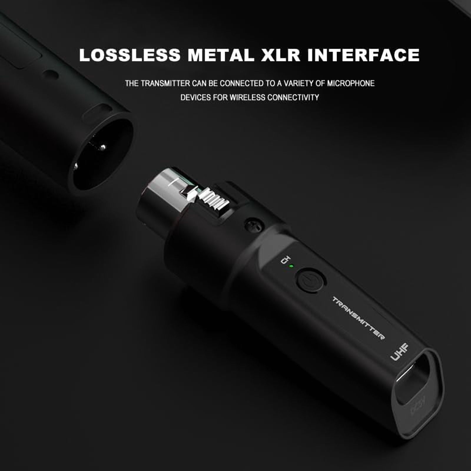 Wireless Microphone Transmitter Receiver 2.4Ghz, XLR Microphone Wireless System, Rechargeable Wireless Mic Adapter for Audio Mixer, Dynamic Mic, Electric Guitar Bass(1 receive + 1 transmit)