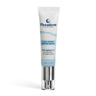 Plexaderm Dual Action Repair 1% Retinol Face Cream. Anti Aging Cream Serum with Retinol, Bakuchiol, and Hyaluronic Acid to Fight Fine Lines and Wrinkles, 1 fl. oz.