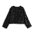 thumbnail image 4 of Rutainlusire Womens Fashion Shiny Sequins Fleece Cardigan Jackets 2026 Women's Casual Solid Color Fall/Winter Sequin Long Sleeve Outwear Jackets Coat Top, 4 of 5