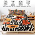thumbnail image 5 of Cal.King Size Fitted Sheet Set - Orange Yellow Black 3 Piece Bedding Sets 16" Deep Pocket Fitted Sheet with 2 Pillowcases, Summer Leaf Botanical Tropical Brushed Microfiber Hotel Luxury Bed Sheets, 5 of 9