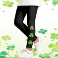 thumbnail image 2 of Tisuna Girls St Patricks Day Leggings Child Cartoon Print Elastic Waist Tight Leg Yoga Pants Fashion Stretchy Little Girls Play Holiday Festive Outfits Black Size 3-4 Years, 2 of 6