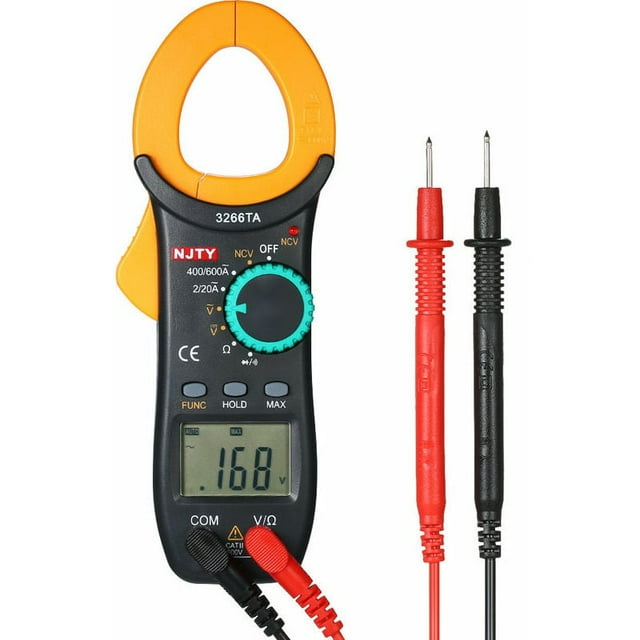 Pinza amperimétrica digital, rango automático, 2000 recuentos - Capacitancia Continuidad audible, multímetro, probador de pluma, pinza amperimétrica