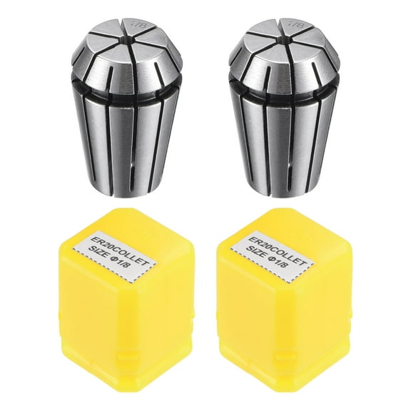 Uxcell ER20 Spring Collet, 1/8" Chuck for CNC Engraving Machine Lathe Milling Tool 2 Pack