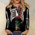 thumbnail image 2 of Gunia Halloween Womens Tshirts Pumpkin Graphic Print Long Sleeve Crew Neck Casual Thanksgiving Tops Tee Shirts Black M-3Xl, 2 of 5