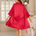thumbnail image 4 of XuJwPNcy Women's Silk Robe Set V-Neck Half Sleeve 2 Piece Robes and Satin Bathrobe Set with Belt, 4 of 7
