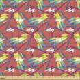 thumbnail image 2 of Ambesonne Modern Fabric by the Yard Upholstery, Funky Design Motifs Pattern, 5 Yards, Coral and Multicolor, 2 of 5