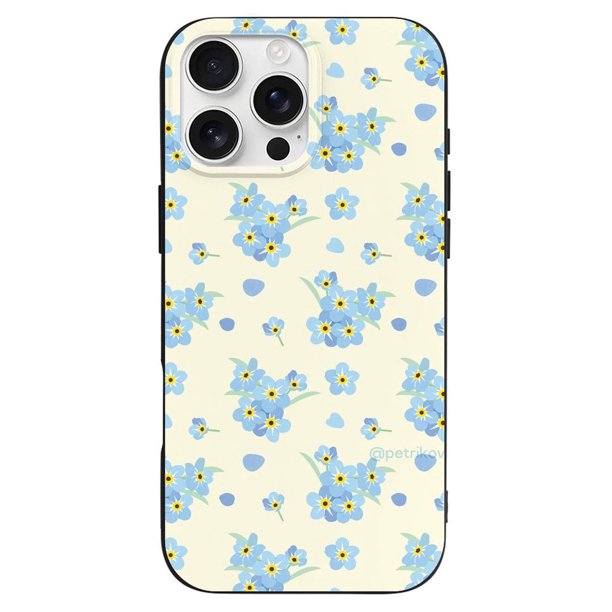 Funda de TPU con estampado floral para iPhone 16 Pro Max: ultrafina, a prueba de golpes, antiamarilleo, resistente a arañazos, compatible con carga inalámbrica, agarre mejorado, estilo negro.