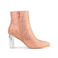 thumbnail image 3 of BLISSFUL STEP Women's Clear Block Heel Ankle Booties Pointed Toe Party Shoes Orange 5.5, 3 of 7
