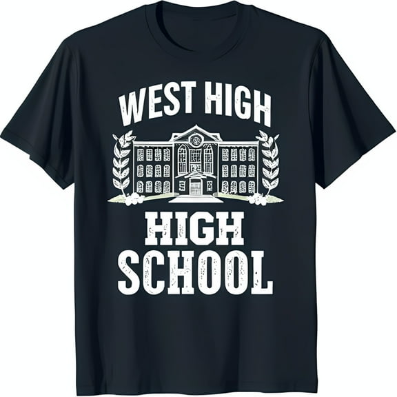 Vintage West School Graphic Tee Classic Design on Black T-Shirt