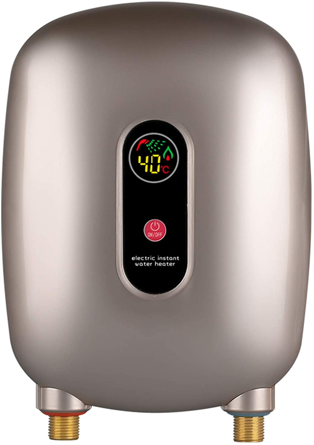 Mini Electric Tankless Instant Hot Water Heater with LCD Display 110V(Gold)