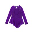 thumbnail image 4 of TSSOE Girls Long Sleeve Ballet Ice Skating Dress Costume Sequins Ballroom Competition Dancewear Purple 10, 4 of 5