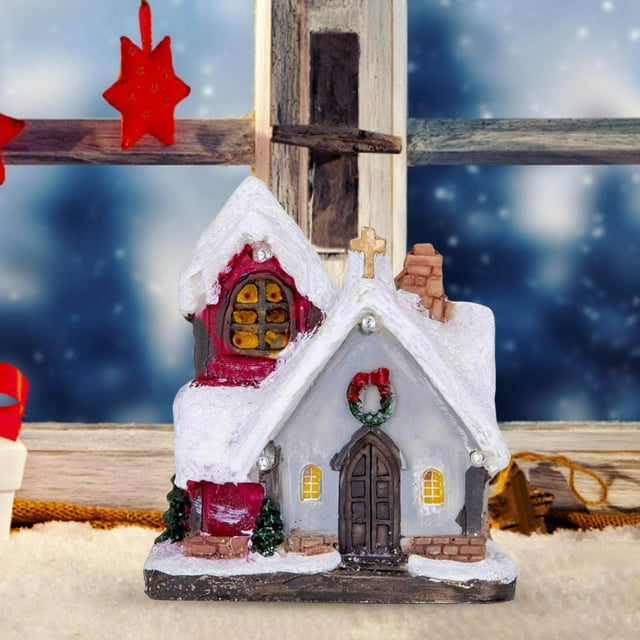 Ornements de Maison de Village de Noël Décoration en Résine Bâtiments de Collection Éclairés Collection Style Intérieur