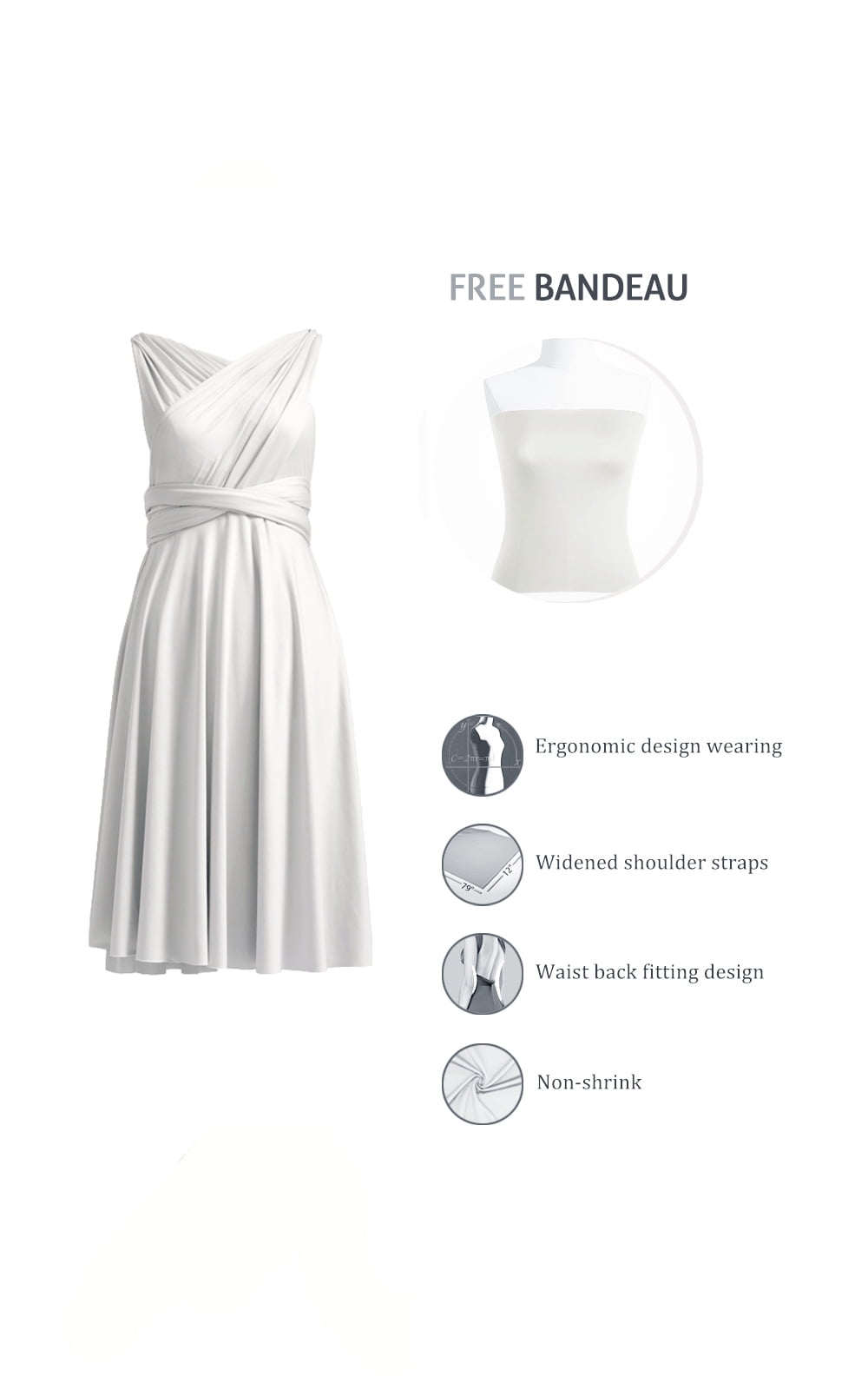Womens Knee Length Short Infinity Dresses for Bridesmaids Convertible  Dresses Transformer Multiway Twist Wrap Midi Dresses - Walmart.com