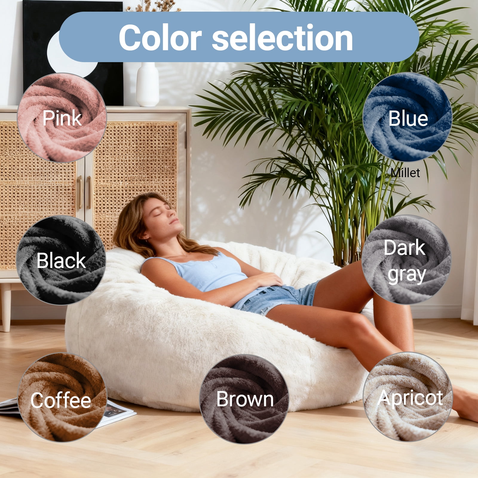 Memory Foam Bean Bag Chair Sofa Bed for Adults, Soft Micro Fiber Cover Round Single Couch – Ideal for Living Room, Bedroom & College Dorm