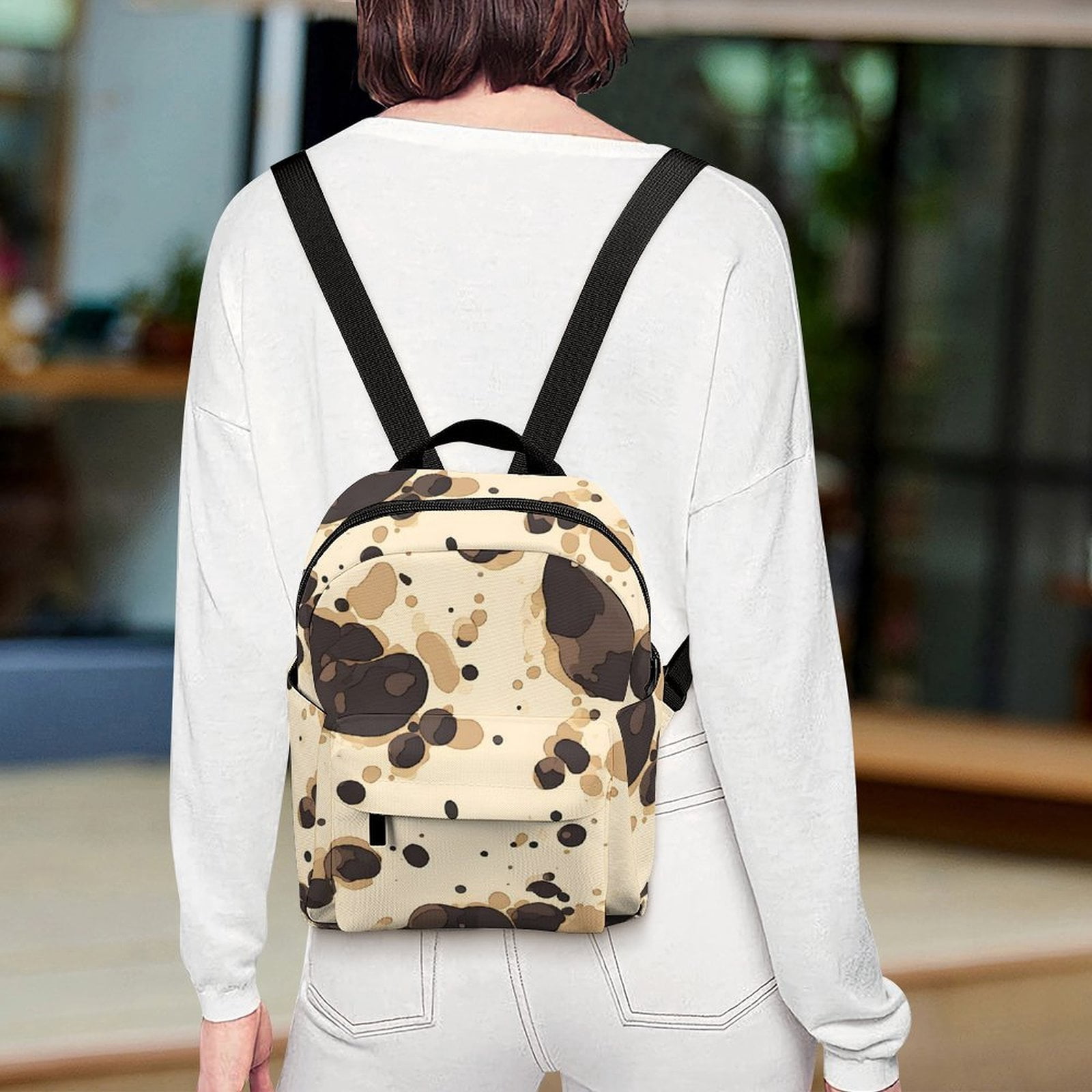 8.1×10in Casual Women'S Backpack With Anti-Contraction And Stretch For Sports Activities Travel Picnics Milk Cow Print Style Sienna_1