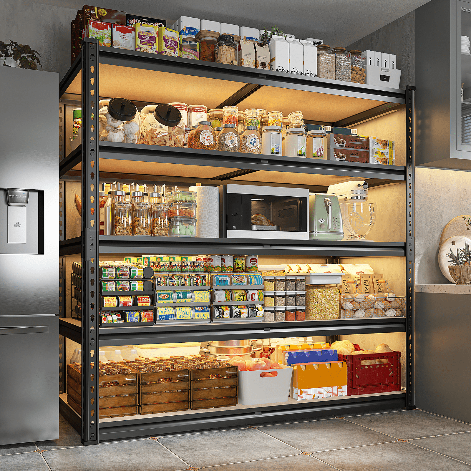 REIBII 3000LBS Garage Shelving Unit Heavy Duty Storage Shelves 5-Tier Metal Shelves for Pantry Industrial Shelf