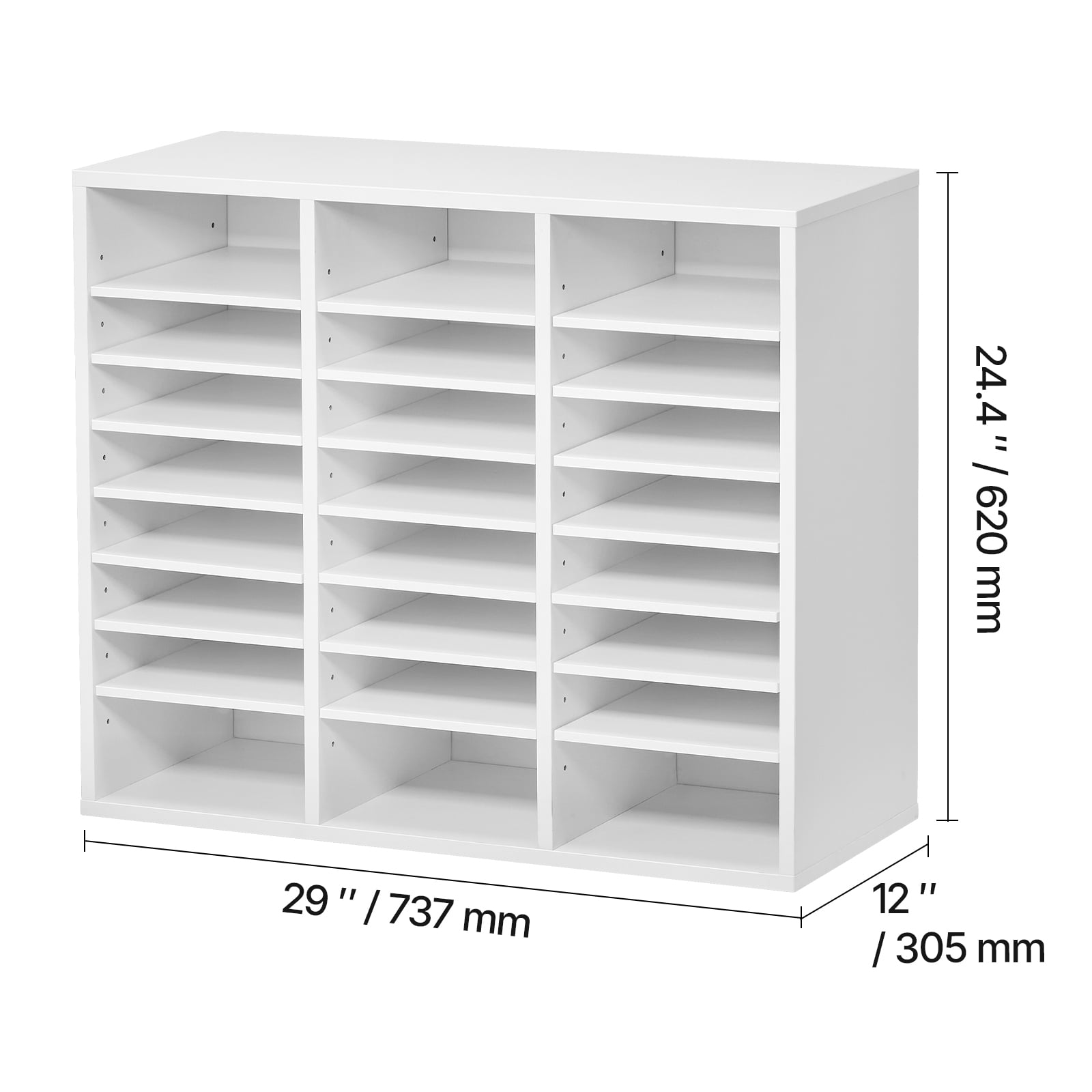 KFFKFF Document Divider, 24 Sections Office Postbox with Modifiable Racks, Timber Post Sorter Medium Density Fiberboard for Office, Home, Classroom Storage of Files, Documents, Papers, in White