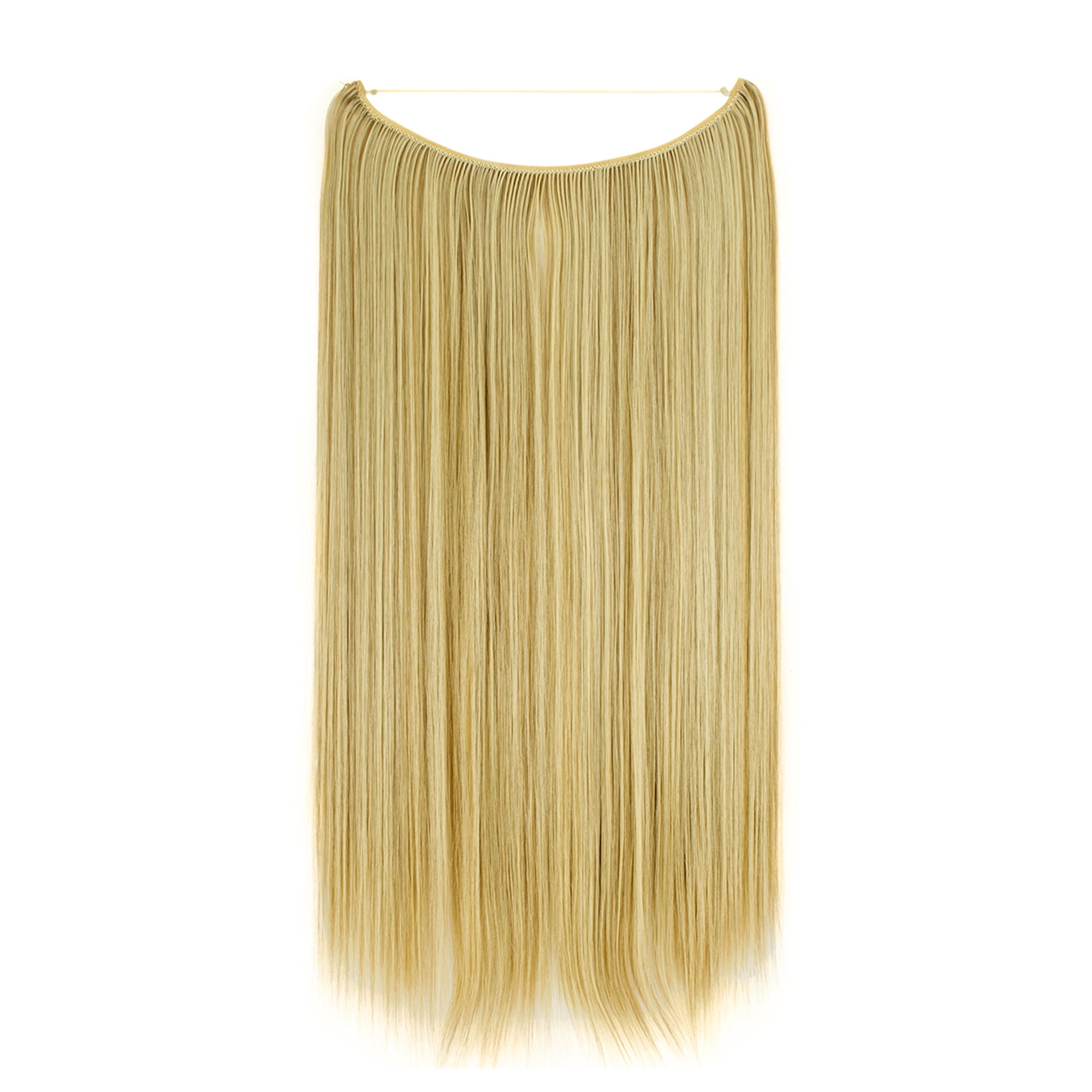22 inches Invisible Wire No Clips in Hair Extensions Secret Fish Line Hairpieces Silky Straight Synthetic