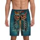 thumbnail image 1 of Balery Owl In Blue Pantalones cortos de pijama de punto de algodón para hombre con cinturilla y bolsillos-Large, 1 of 6