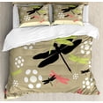 thumbnail image 1 of Dragonfly Duvet Cover Set Queen Size, Cute Floral Pattern with Abstract Daisies Nature Wildlife Inspired Colorful Print, Decorative 3 Piece Bedding Set with 2 Pillow Shams, Multicolor, by Ambesonne, 1 of 3