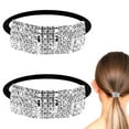 thumbnail image 3 of Monebena 2 Pcs Rhinestone Ponytail Holder Sparkly Hair Ties Rhinestone Hair Tie Elastics Scrunchies Fancy Crystal Hair Ties Headband Hair Accessories For Thin Thick Hair Women Girls Hair Bands Silver, 3 of 7