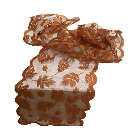 

183x33cm Beautiful Golden Maple Leaves Pattern Table Cover Hollow Out Tablecloth Creative Table Decoration(Golden)