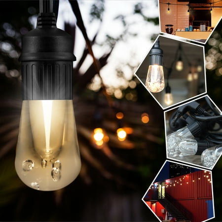 Enbrighten - Café Vintage Series LED Lights (12 feet/6 bulbs) - Black
