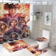 thumbnail image 1 of Juego de 4 cortinas de ducha de Stranger Things con alfombrillas antideslizantes, tapa de inodoro y alfombrilla de baño, cortina de ducha impermeable con decoración de dibujos animados para baño con, 1 of 8