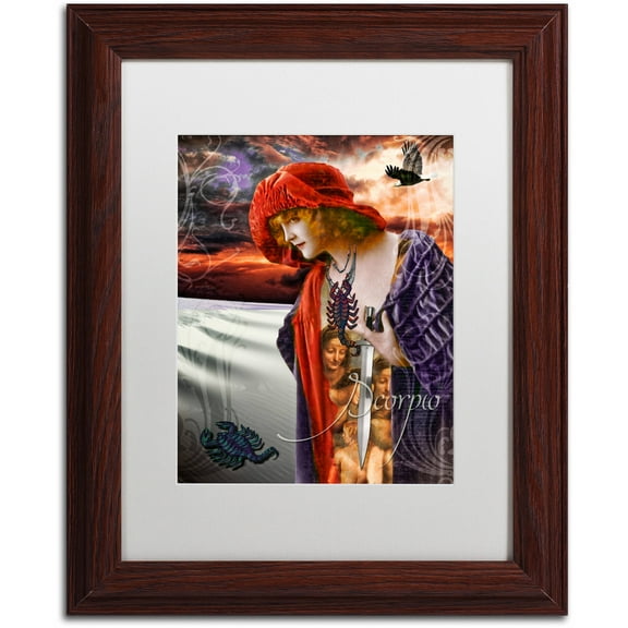 Trademark Fine Art "Art Nouveau Zodiac Scorpio" Canvas Art by Color Bakery White Matte, Wood Frame