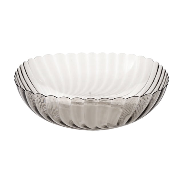 Lightweight Clear Plastic Fruit Bowl, Modern Serving Bowl for Kitchen Counter and Dining Room, Ripple Design Snack Bowl for Home Use, 2-Pack