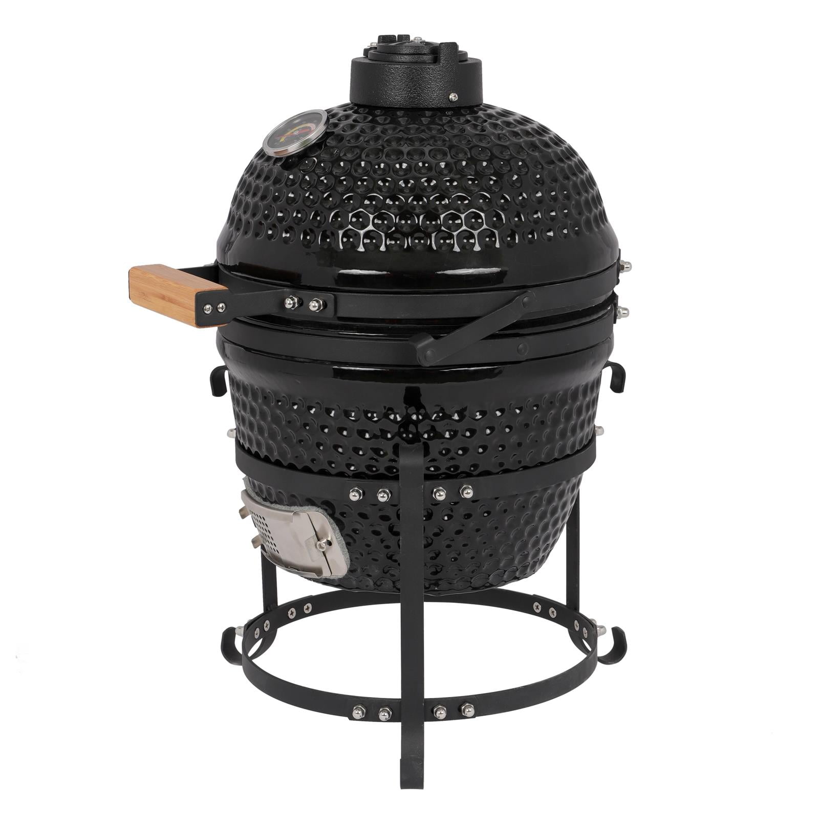 GoDecor 13in Round Ceramic Charcoal Grill Cooking Portable Black