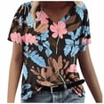 thumbnail image 1 of Camiseta de Manga Corta de la Mujer con Cuello en V Causal, Camiseta de Estante de Imitación de Moda de Verano, 1 of 4