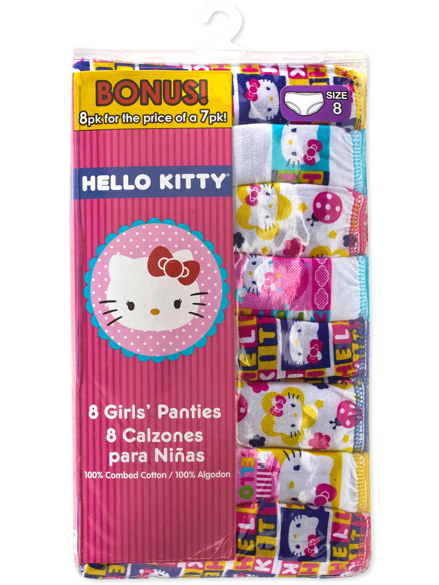 Hello Kitty Girls Brief Underwear, 7+1 Pack Panties (Little Girls & Big Girls) - image 2 of 2