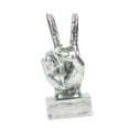 thumbnail image 1 of Estatua de gesto de mano divertido, escultura de gesto creativo, regalo ideal para decoración de escritorio. Paz Plata, 1 of 9