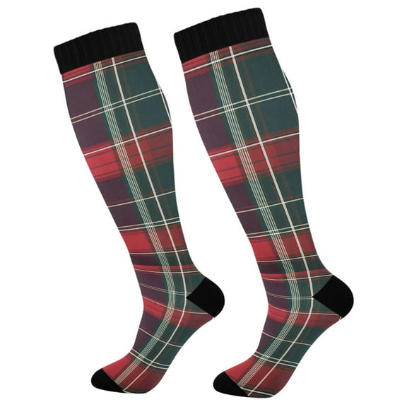 FORMRS Womens Knee High Socks Casual Long Thick Travel Daily Wear, 1 Pair, Warm Tartan Mosaic