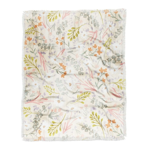 Society6 Schatzi Brown Mallory Floral Sand Woven Throw Blanket