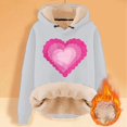 thumbnail image 2 of Womens Valentines Hoodies Lined Cute Candy Couple Love Heart Long Sleeve Pocket Sweatshirts Valentine Gift Loose Fit Hooded Tops, 2 of 3