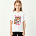 thumbnail image 2 of Girls Graphic Tees Fearless Tiger Fierce Animal Short Sleeve Kids T-Shirt, 100% Cotton Soft Casual Tops for Children, 2 of 5