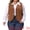 Brown, variant on DARING DIVA Women's Plus Corduroy Lined V Neck Sleeveless Jacket 1X Brown